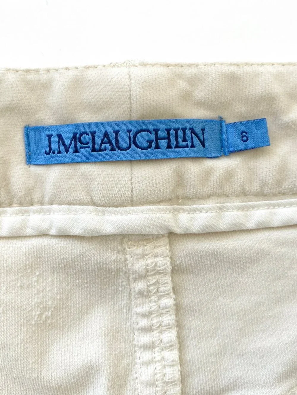 J.McLaughlin Milburn Ankle Kick Flare Velvet Pants Sz 6 Ivory Stretch